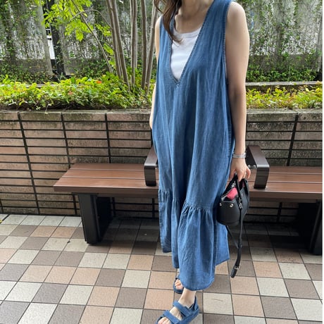 Flare long onepiece(Blue)
