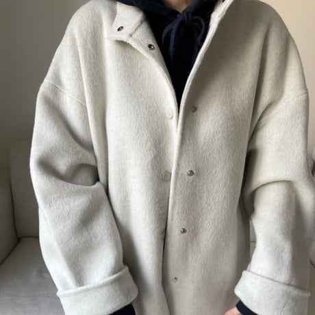 【Hand made】Wool 100% Over coat(Ivory)