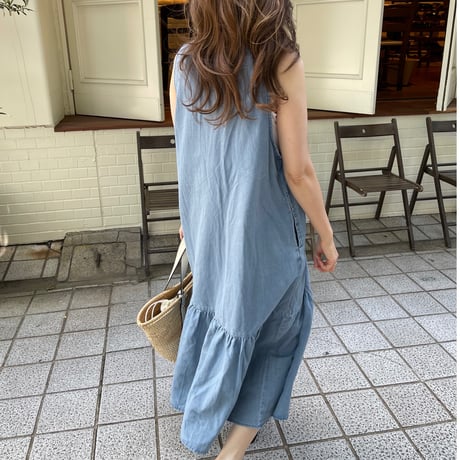 Flare long onepiece(Light blue)