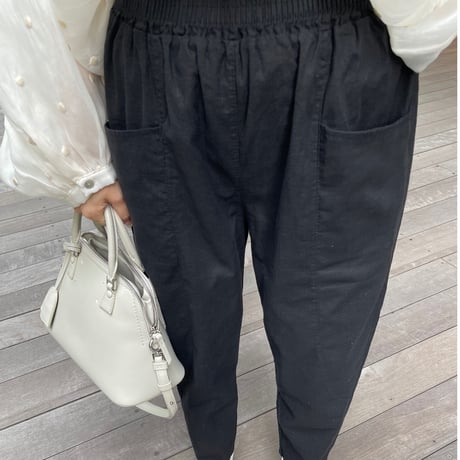 Linen taperd pants(Black)
