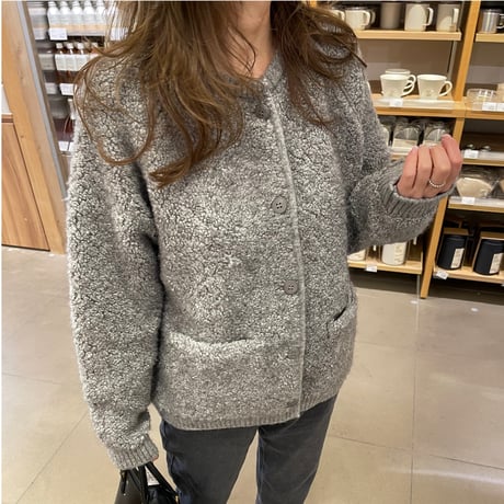 Bouclé knit cardigan(Gray)