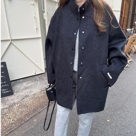 【Hand made】Wool100% Over coat(Black)