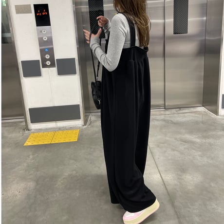 Wide pants salopetto(Black)
