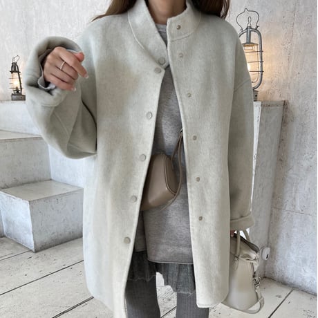 【Hand made】Wool 100% Over coat(Ivory)