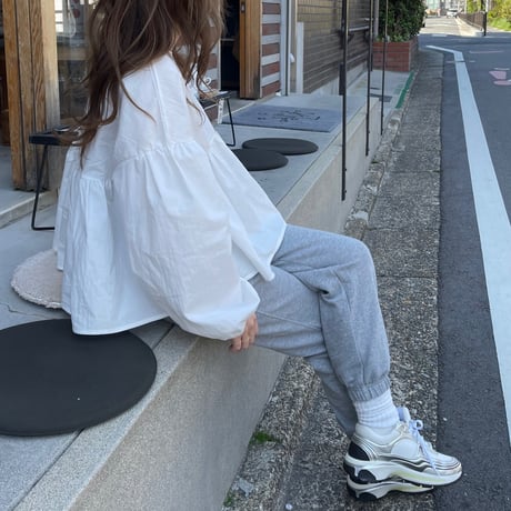 Balloon sleeve teard blouse(White)