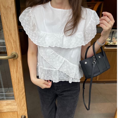 Sailor lace blouse(White)