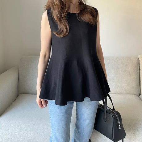 Flare knit pullover(Black)