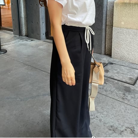 Layered wide pants(Navy)