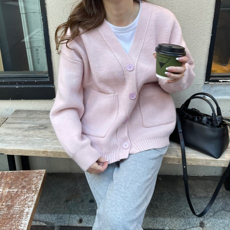 Basic pocket cardigan(Pink)