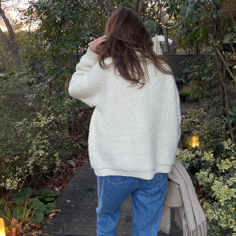 Bouclé knit cardigan (Ivory) | K