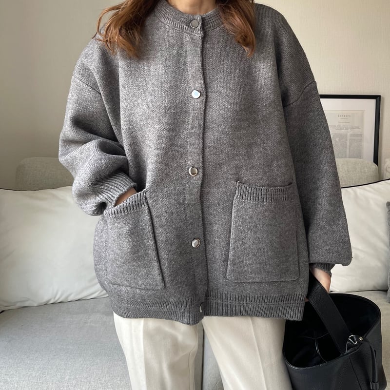 Double pocket cardigan (Gray) | K
