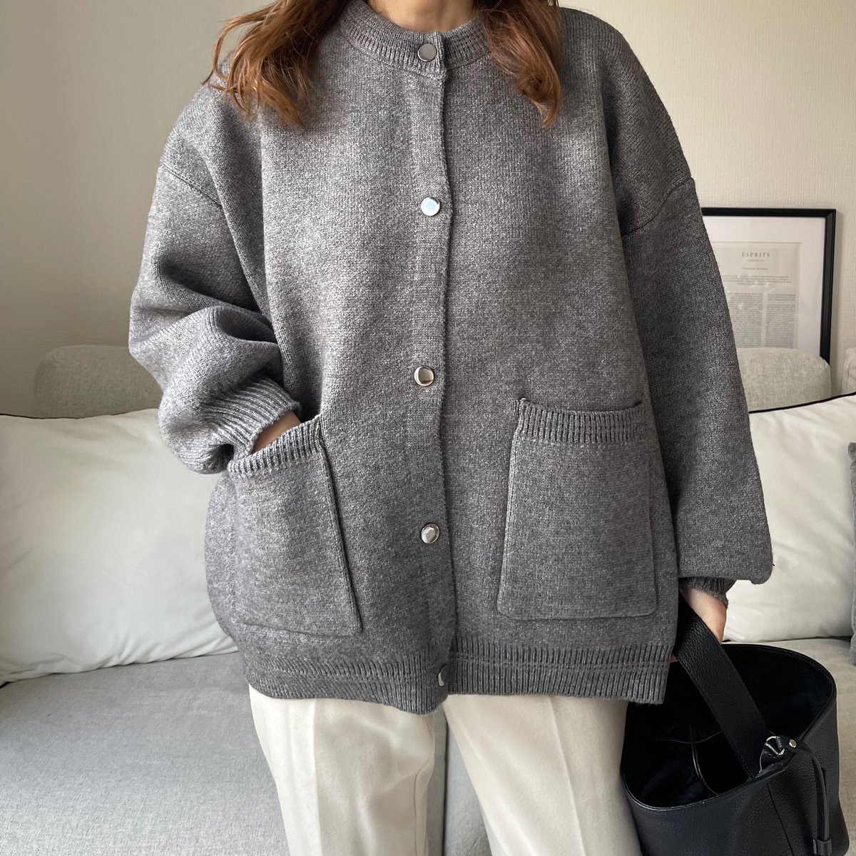 Double pocket cardigan (Gray) | K