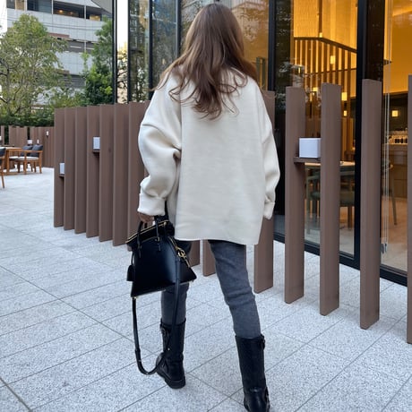Fleece v-neck pullover(Ivory)