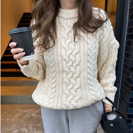 Low gauge cable knit(Ivory)
