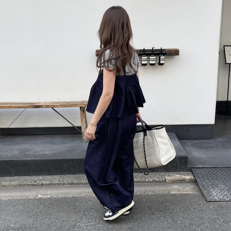 Flare camisole setup(Navy)