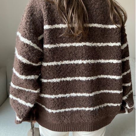Boa wool boader cardigan(Brown)