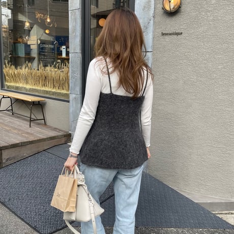 Wool knit camisole (charcoal gray)