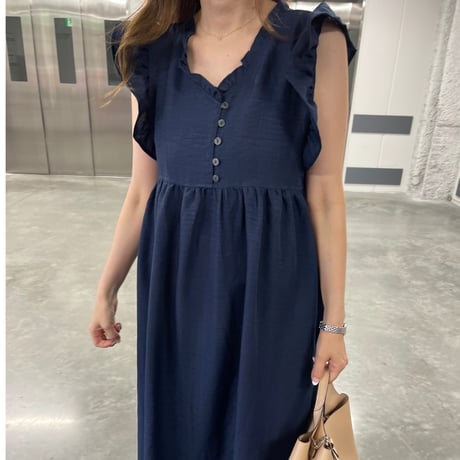 Sholder frill long onepiece