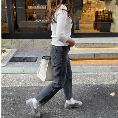 Straight fit ankle denim(Gray)