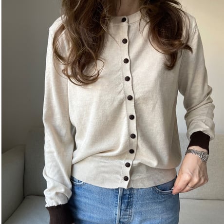 Bicolor cardigan(Beige)