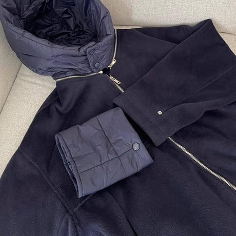 2way wool short coat (Navy)