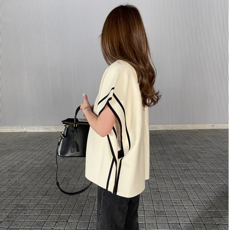 Piping knit cardigan(Ivory)