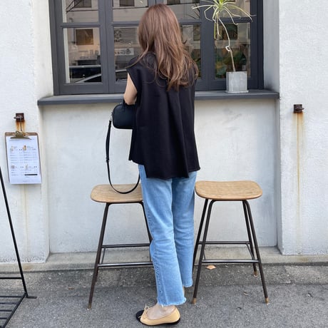Tuck flare sweat tops(Black)