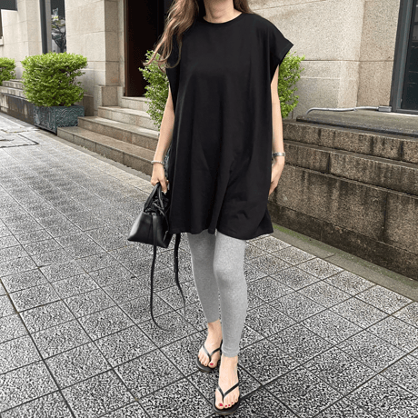 Cotton wide mini onepiece(Black)
