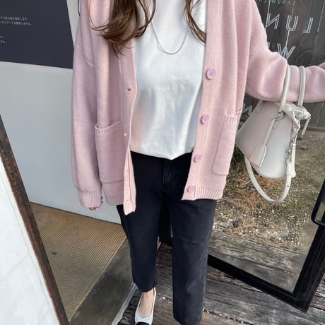 Basic pocket cardigan(Pink)
