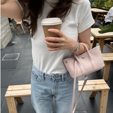Leather mini tote bag(Baby pink)付属ポーチなし