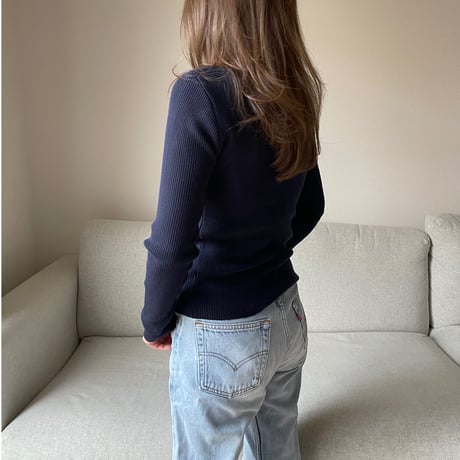 Boat neck rib knit(Navy)
