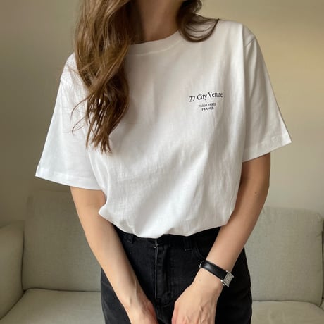 Back print logo t-shirts(White)