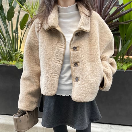 Boa cocoon sleeve jacket(Camel)