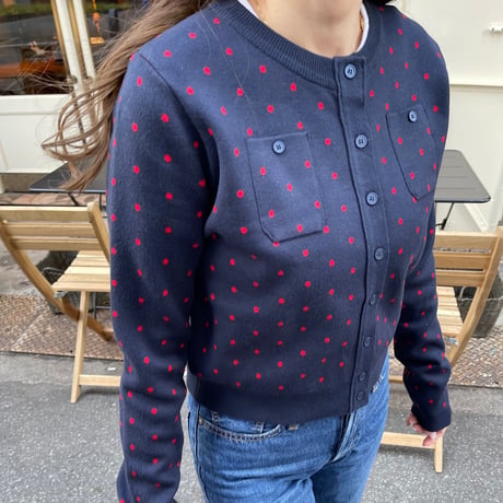 Dot pocket cardigan