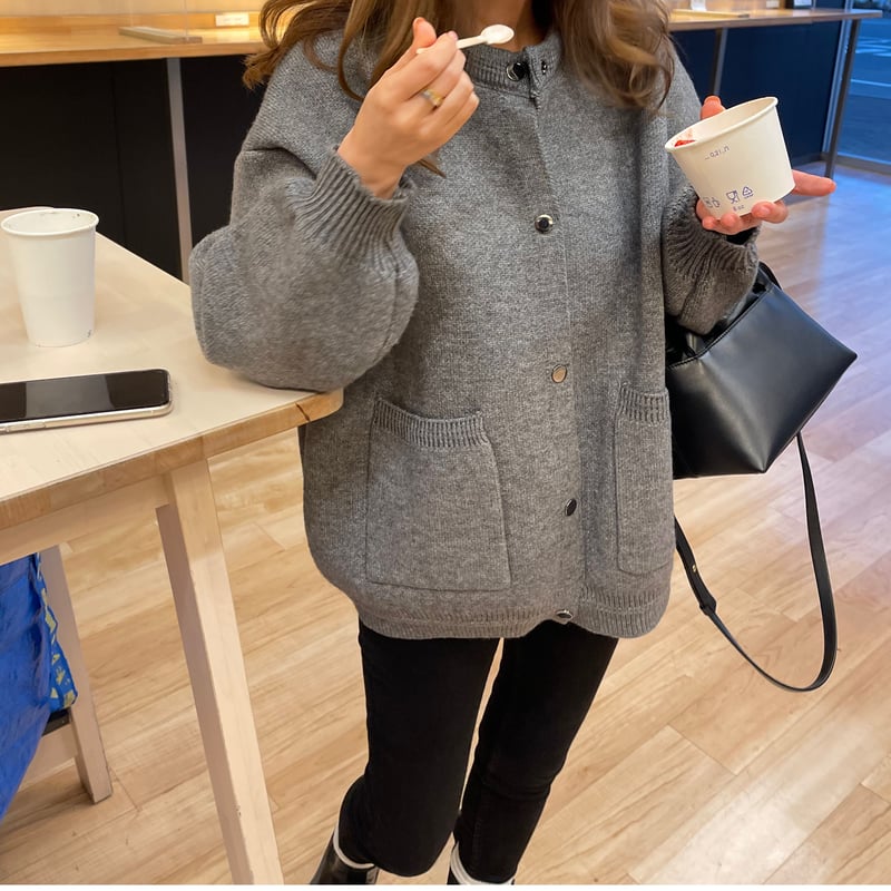 Double pocket cardigan (Gray) | K