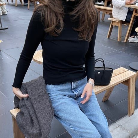 Mellow piping knit(Black)