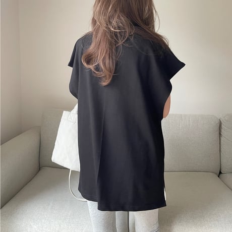 V-neck sweat vest(Black)