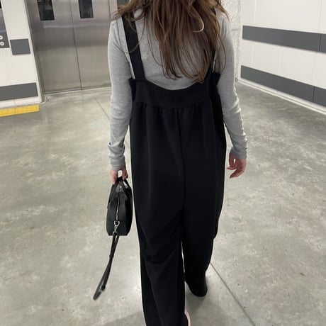 Wide pants salopetto(Black)