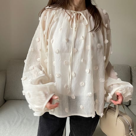 Sheer dot blouse(Ivory)