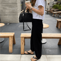 Cotton stretch ankle pants(Black)