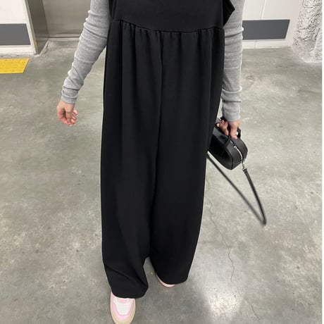 Wide pants salopetto(Black)