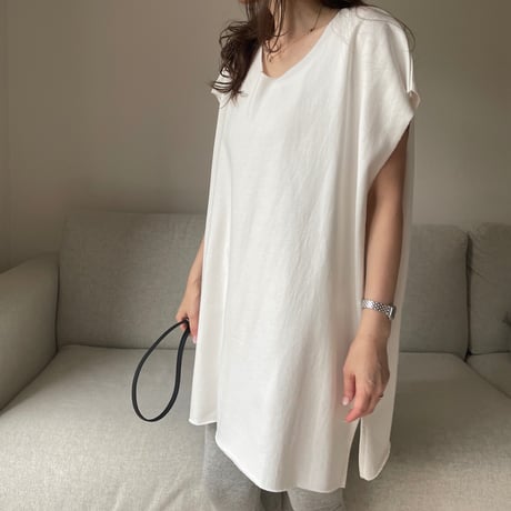 Cutoff sweat mini onepiece(White)