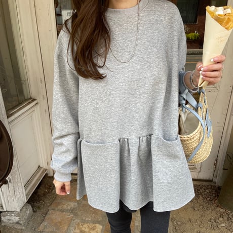 Wide pocket sweat tops(Gray)