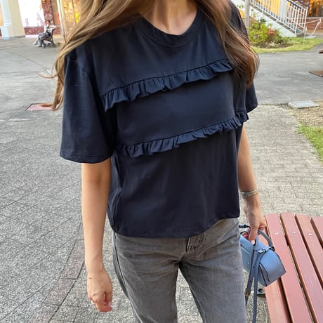 Dowble frill t-shirts(Navy)