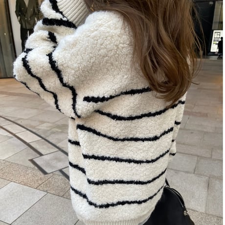 Boa wool boader cardigan(Ivory)