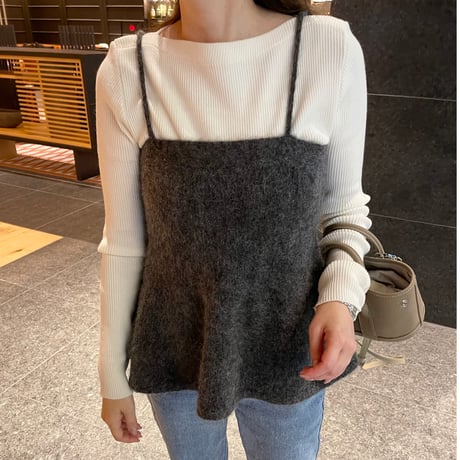 Wool knit camisole (charcoal gray)