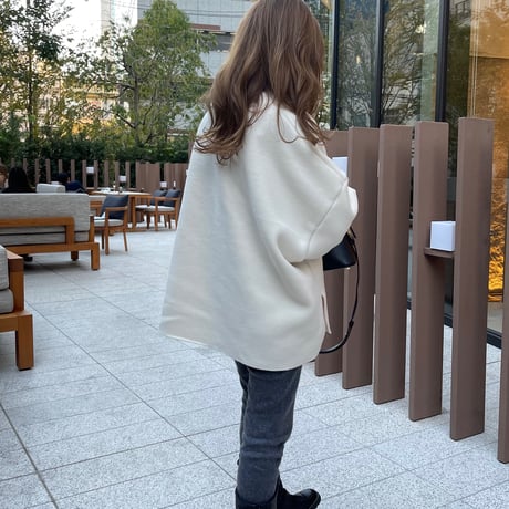 Fleece v-neck pullover(Ivory)