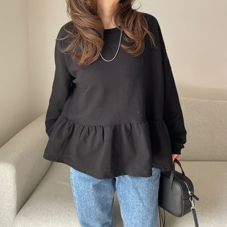 Teard flare sweat(Black)
