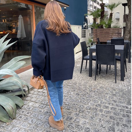 Fleece v-neck pullover(Navy)