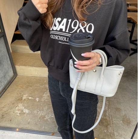 Leather mini tote bag(Blue gray)付属ポーチなし